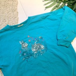 ✨3 for 25✨ Vintage turquoise bunny sweater